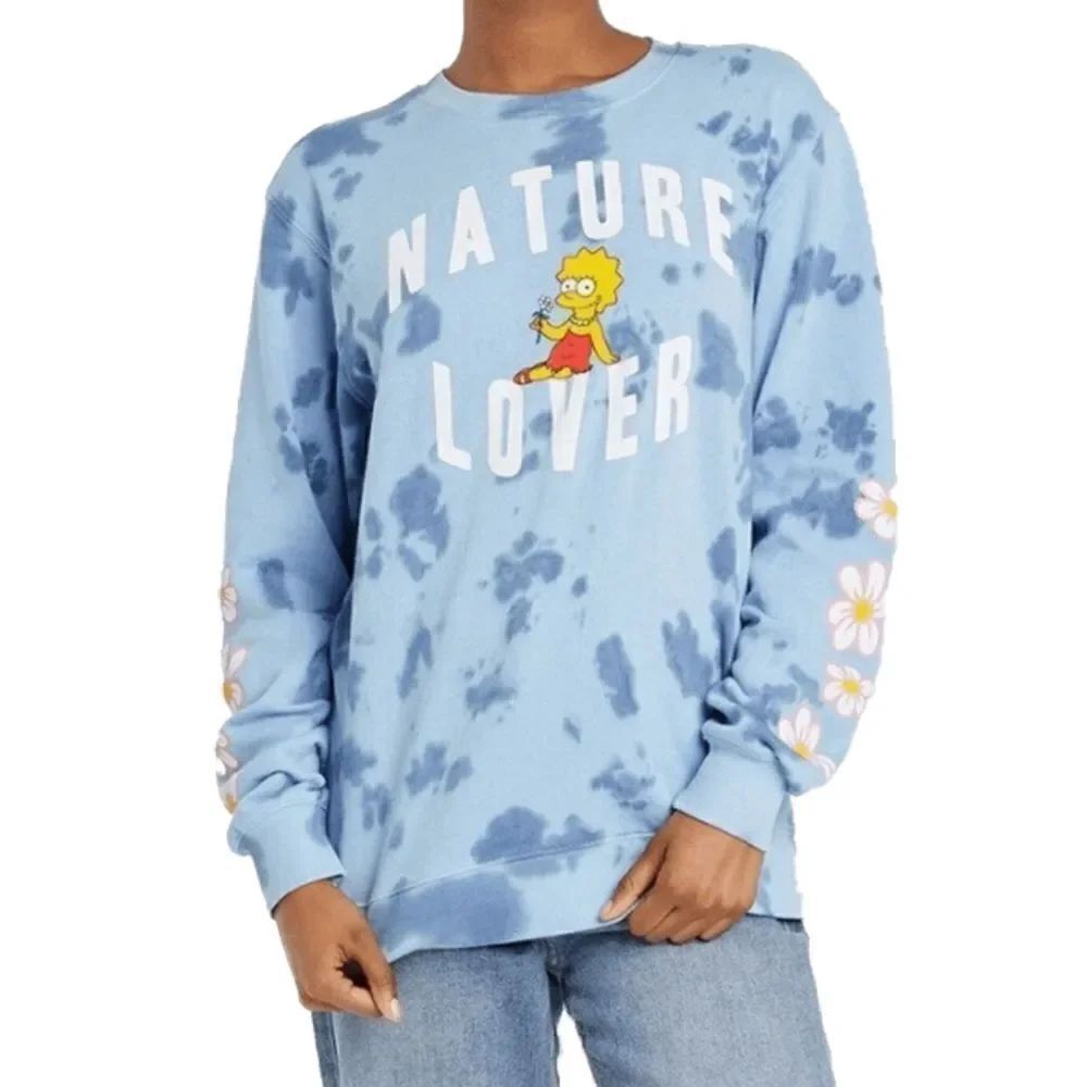 The Simpsons Lisa Simpson Nature Lover Sweatshirt - Blue Tie-Dye